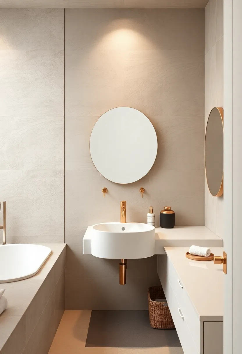 Use⁢ champagne metallic wall hooks against⁣ taupe walls to add both function‌ and subtle​ sparkle to your bathroom