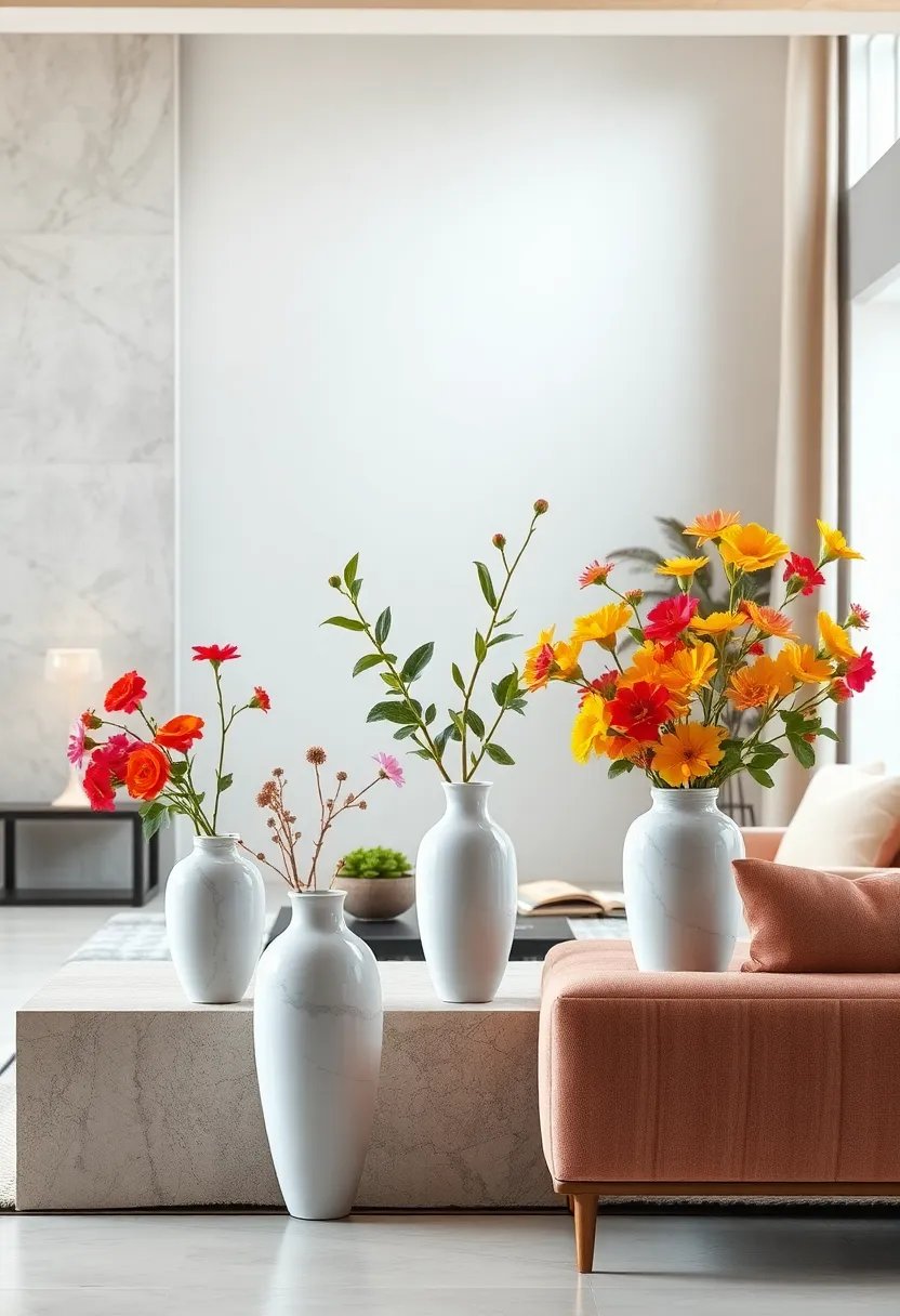 Delicate Porcelain Vases Staging Fresh Flowers Gracefully