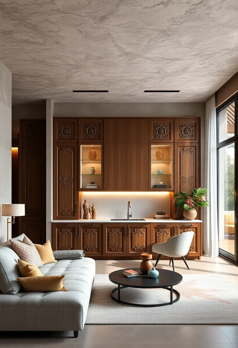 Ornamental Wood‌ Carvings Incorporated⁣ into Modern Cabinets