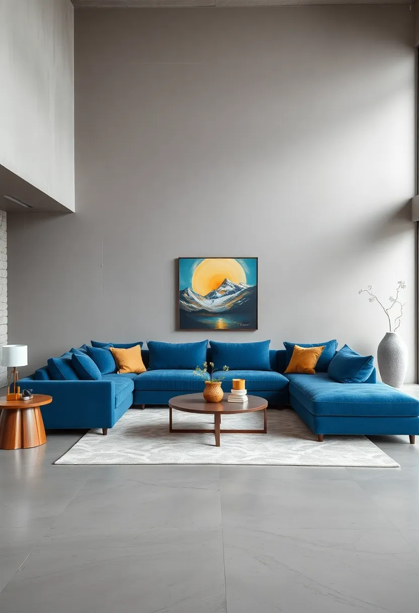 Pair ​your blue sectional with neutral-toned⁤ walls to create a ‌calm and‍ balanced backdrop