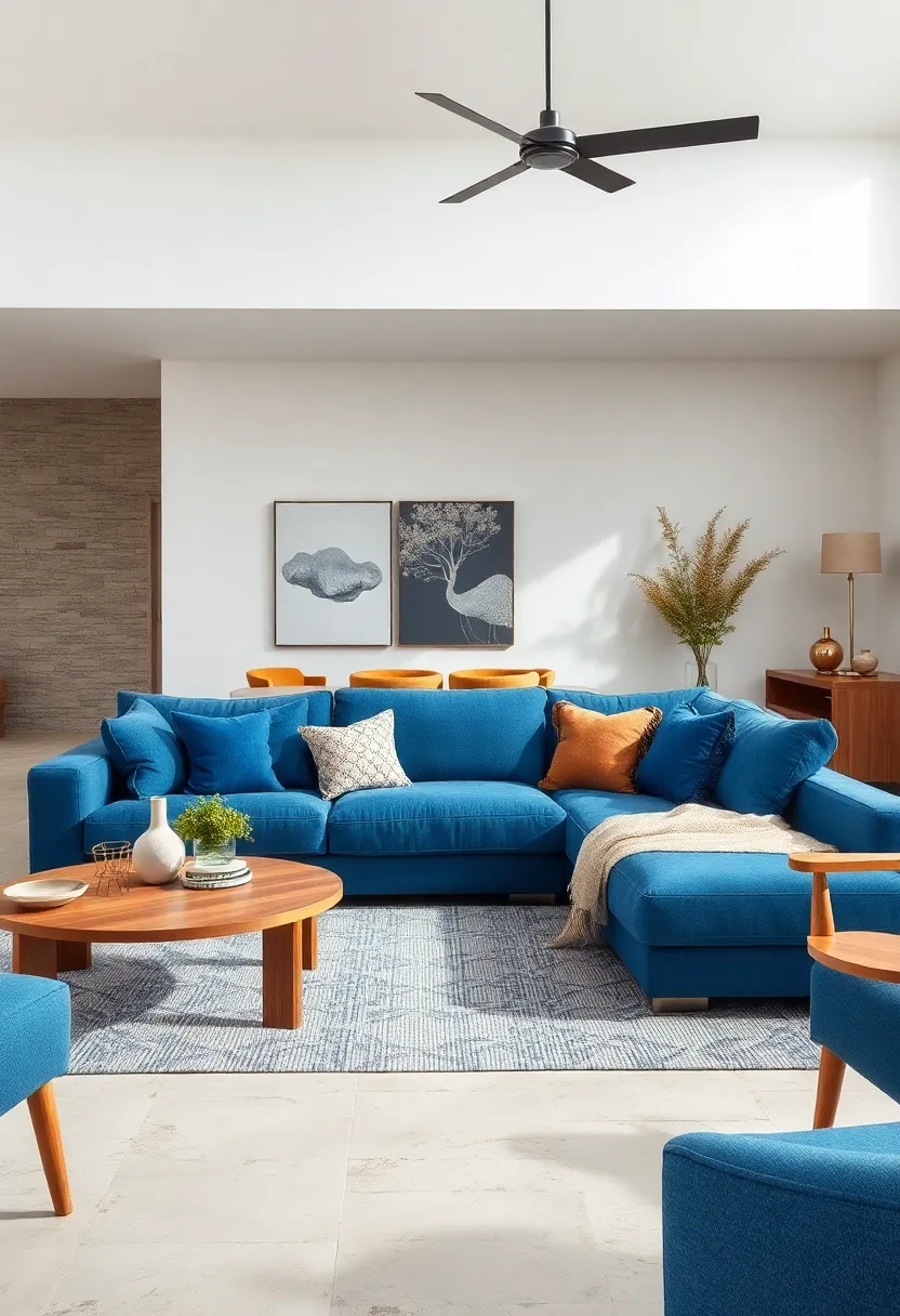 Incorporate natural wood furniture⁣ to add⁤ warmth ⁢and contrast ​to the cool tones of the sofa