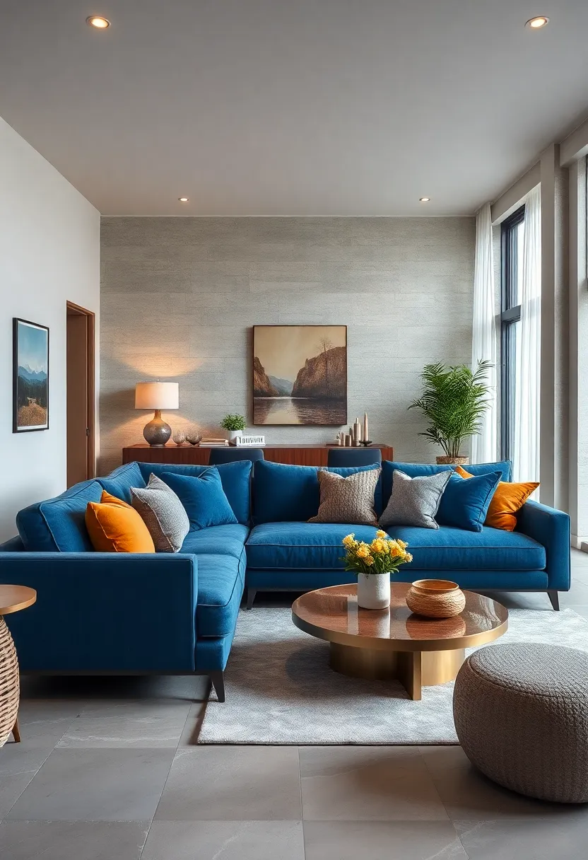 Choose throw pillows⁢ in various shades of blue to add dimensionality and⁣ interest⁤ to the sectional