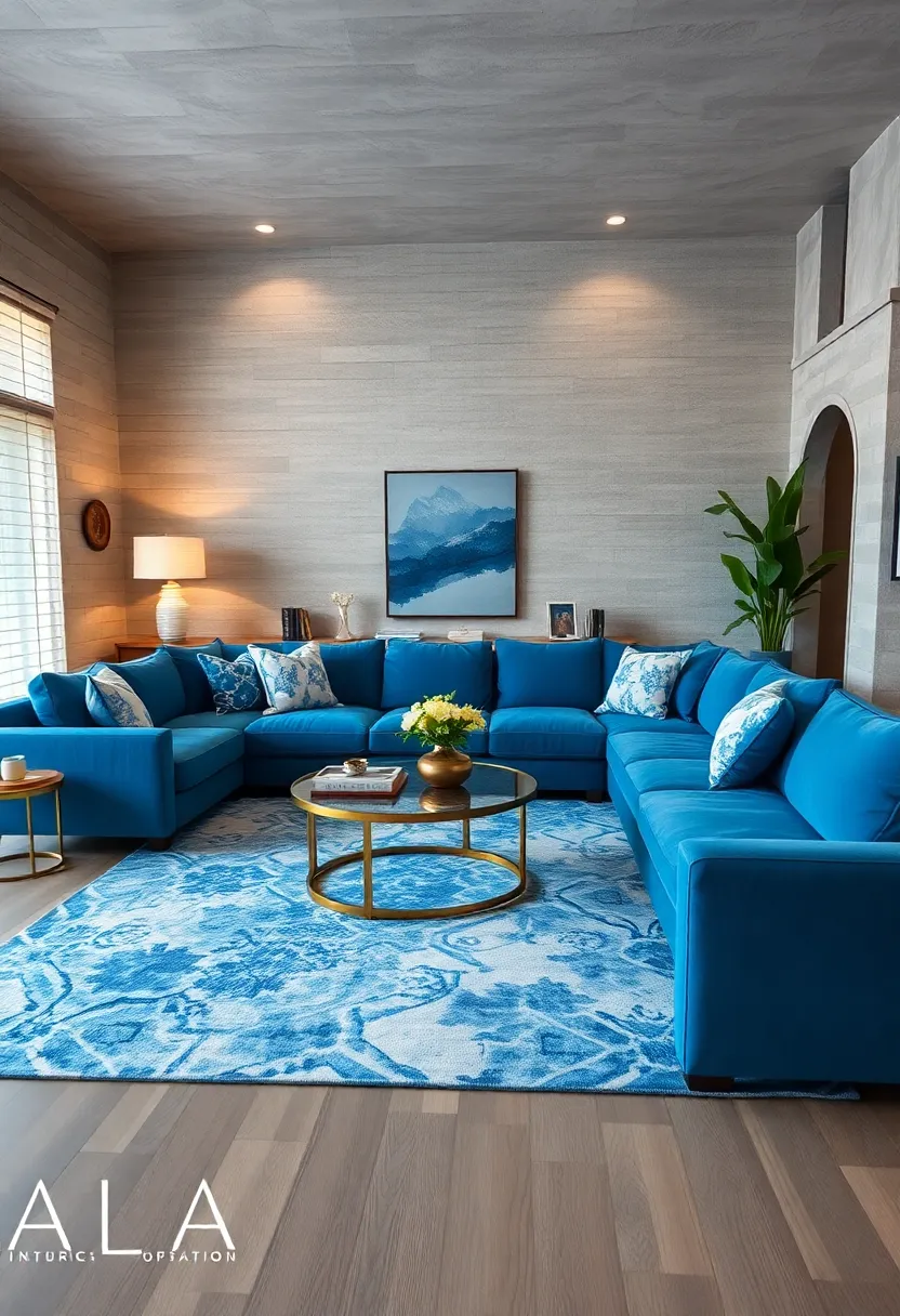 Add a patterned area ⁣rug featuring hints of blue to tie the room together seamlessly