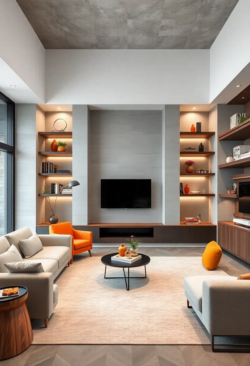 Embrace minimalist design​ with sleek, floor-to-ceiling built-in shelves ⁢that ‌create an airy, ‍open feel