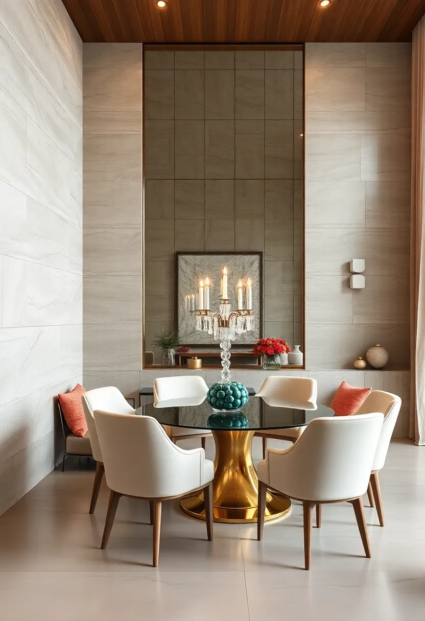 A ‌mirrored accent wall ⁢doubles the visual space, reflecting the soft glow of crystal candelabras