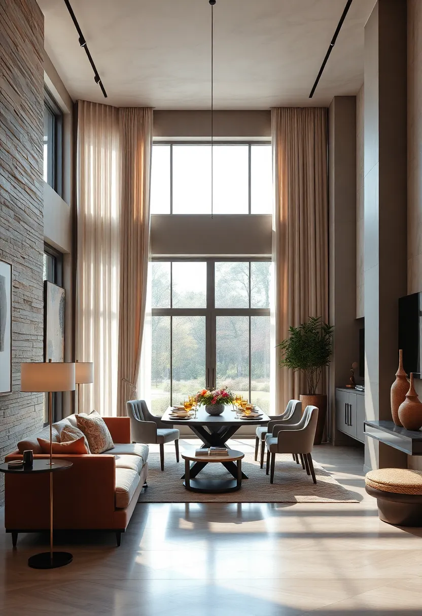 Soft silk ⁤draperies ⁢frame large windows, softening natural light with a whisper of luxury