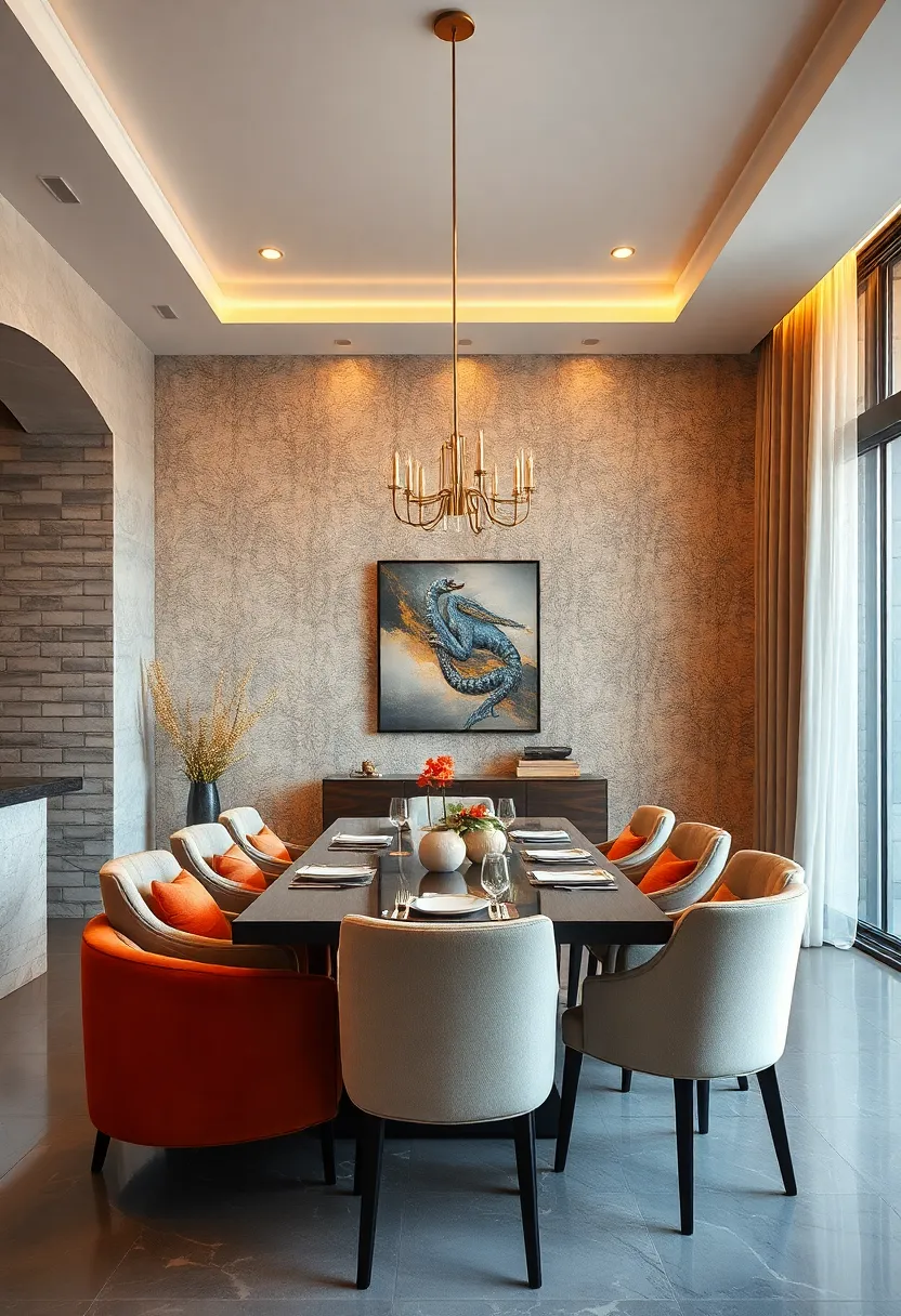 Textured wallpaper with subtle shimmer effects adds depth and glamour without overstating