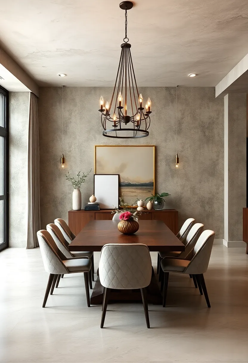 A Scandinavian-inspired dining ​room with a refurbished ‍vintage chandelier⁣ that introduces subtle warmth and textured elegance