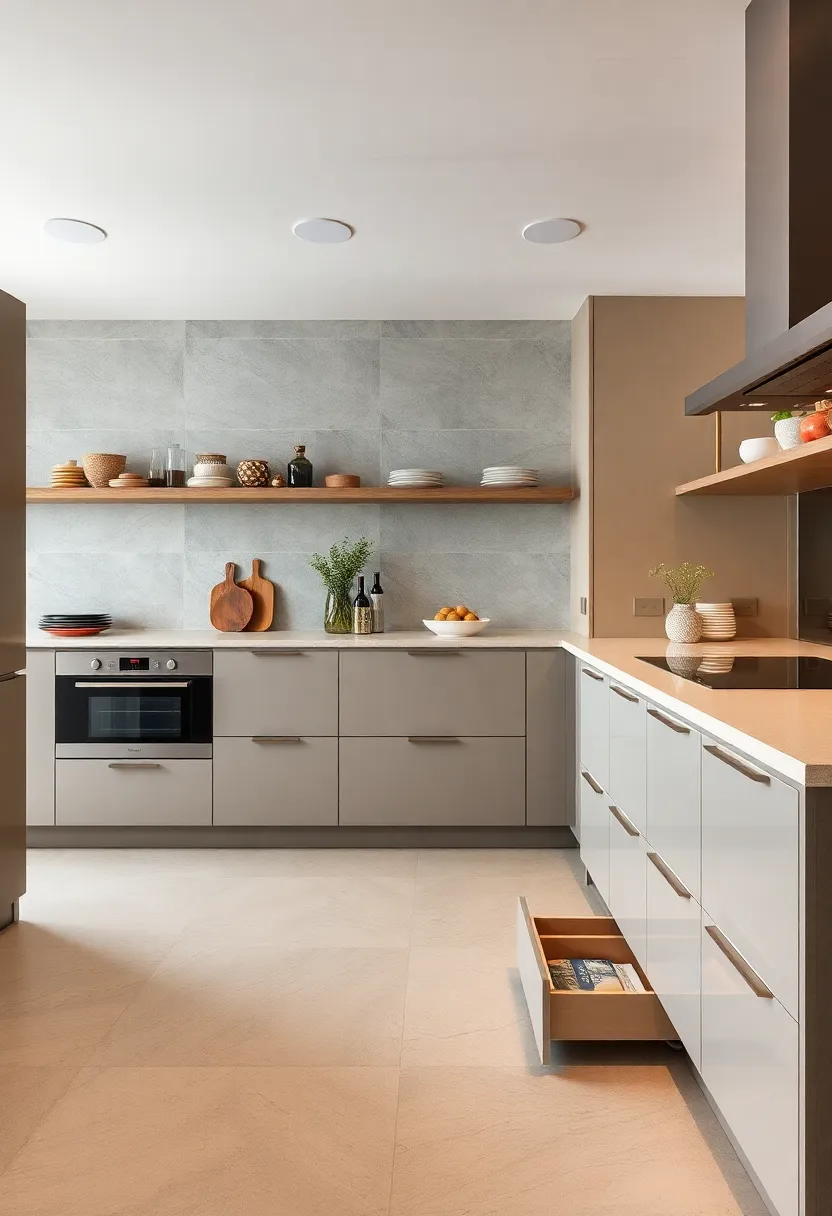 Toe-kick drawers at floor level,⁣ perfect for​ stashing baking​ trays or cutting boards