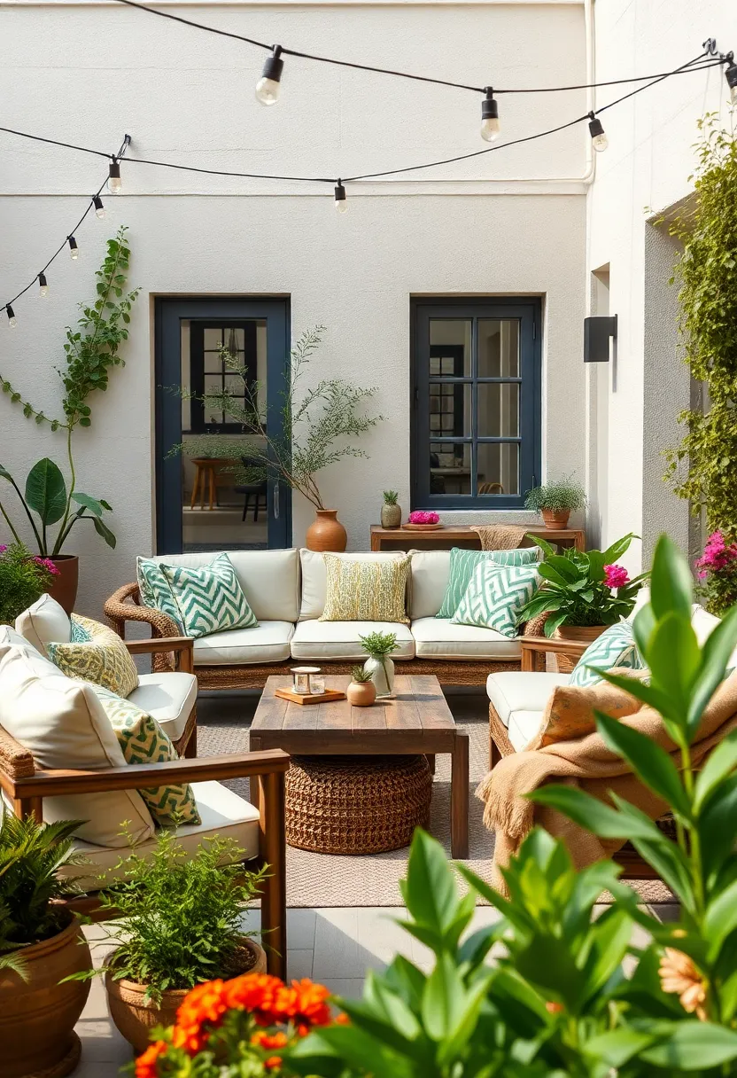 Add a farm-style wooden bench adorned ⁢with plush ⁣cushions for communal seating