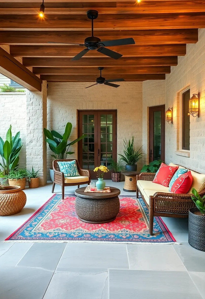 Embrace vibrant patterned rugs to ⁣instantly add⁤ a cozy, eclectic feel to ‌your patio space
