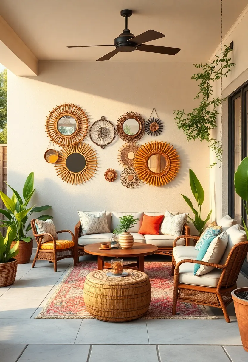 Hang a collection of decorative mirrors to amplify light and add⁣ depth ⁣to your patio