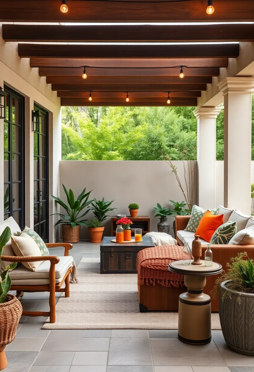 Introduce a vintage ‌trunk as multifunctional storage and a side table with character