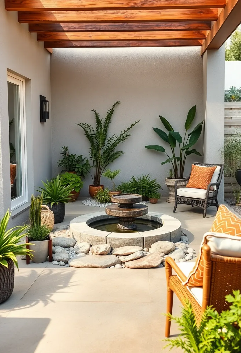 place a decorative water feature surrounded by stones ‍and plants to ⁢encourage tranquility