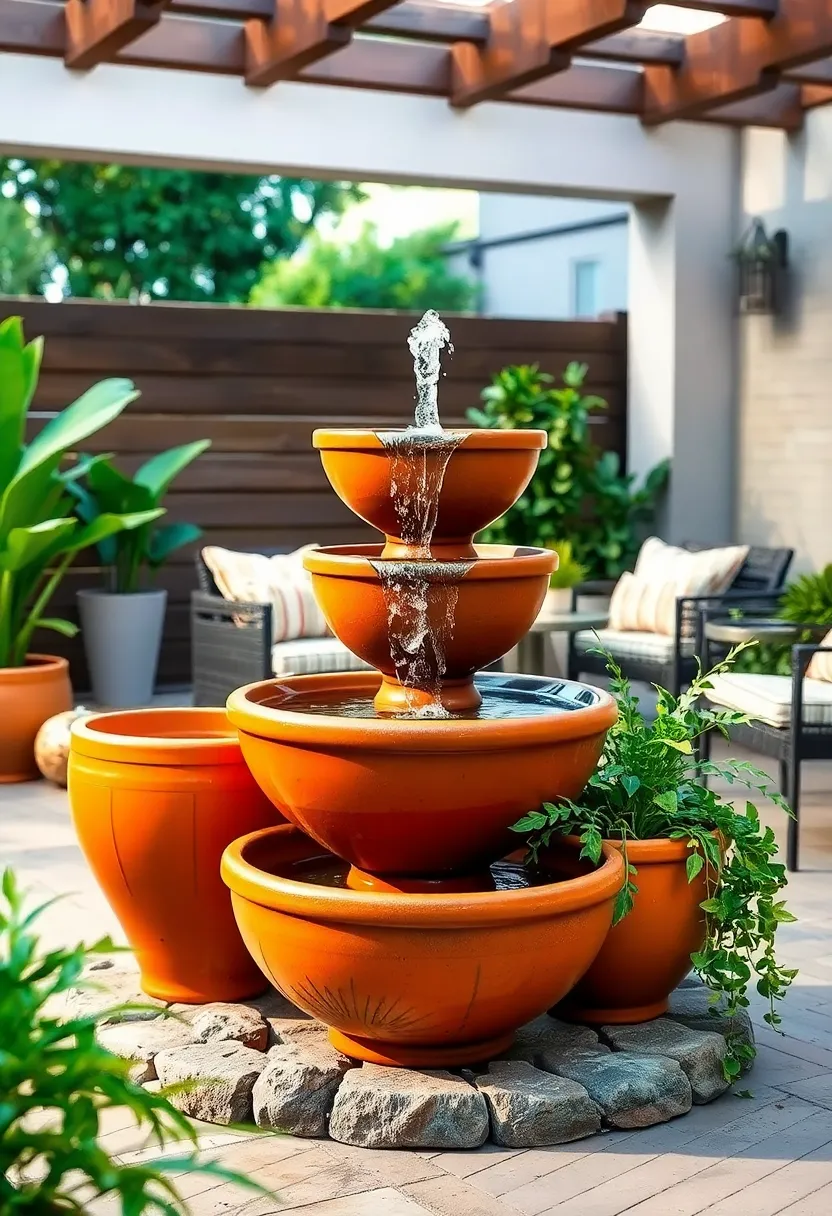 Ceramic Pot Fountain – brighten your patio with vibrant ceramic⁣ pots stacked to form⁤ a cascading water feature full of personality