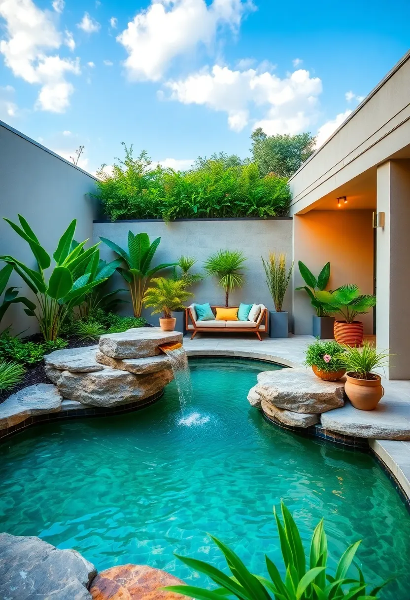 Copper Pipe ‍Waterfall – Add industrial flair through a copper pipe ⁤waterfall that ‌contrasts ⁤beautifully with lush greenery