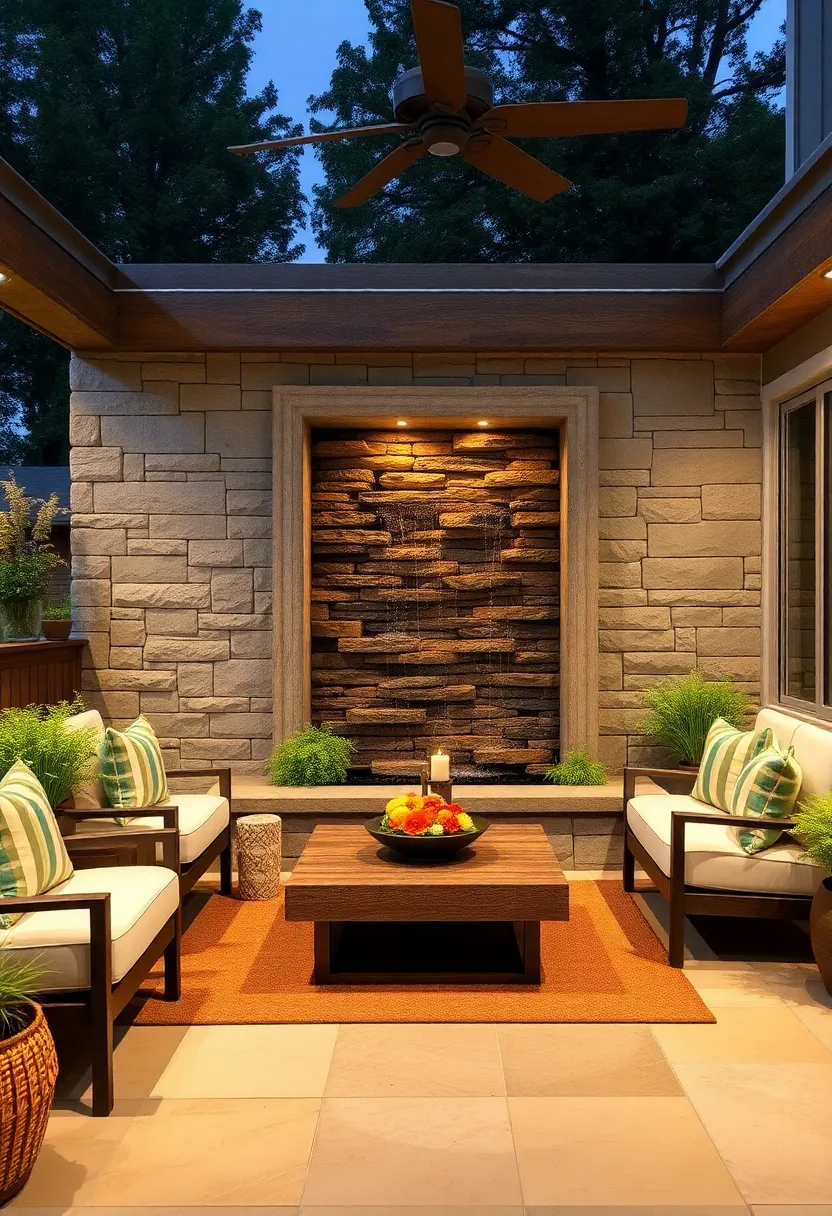 Stack Stone Waterfall Wall – Construct a stack ​stone waterfall wall to ⁣introduce bold textures and soothing water sounds