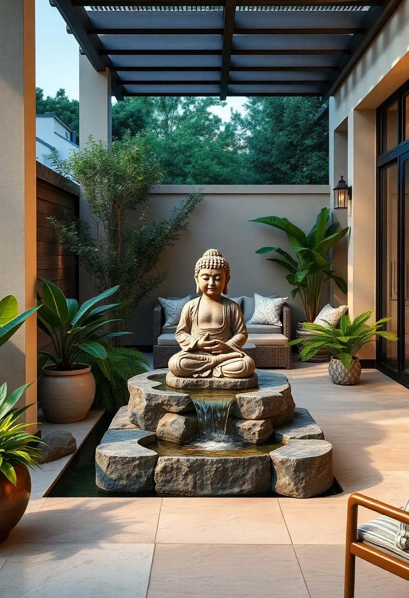 Stone Buddha with Waterfall – Foster tranquility ⁣and spiritual vibes by ‌combining a stone Buddha statue with a soft‌ waterfall feature