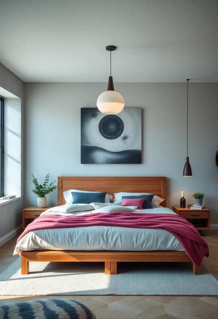 Embrace minimalism with sleek pendant lights that cast a⁤ soft, inviting glow over scandinavian-inspired wooden bed ⁢frames