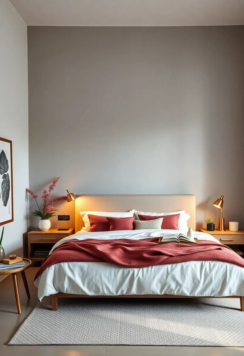 Integrate natural wood nightstands paired with copper ⁤or brass bedside lamps ⁣for a ⁤warm metallic accent