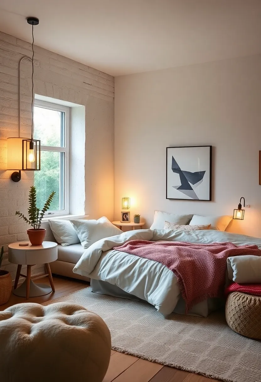Use lantern-style lamps in corners to evoke a Scandinavian hygge-inspired cozy nook