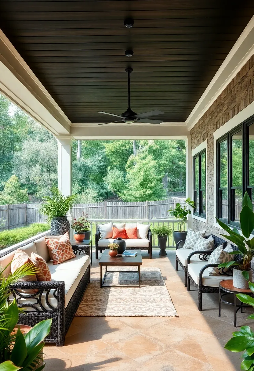 Dark Stained Wood Planks: Create contrast and sophistication with rich, dark tones overhead