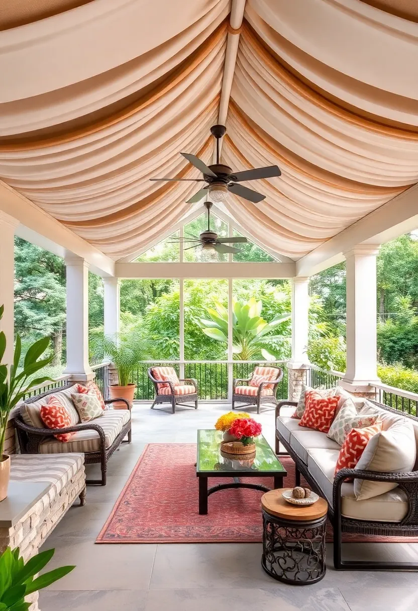 Draped Fabric ceilings: Create a cozy, tented atmosphere‌ with soft, flowing fabrics ⁢overhead