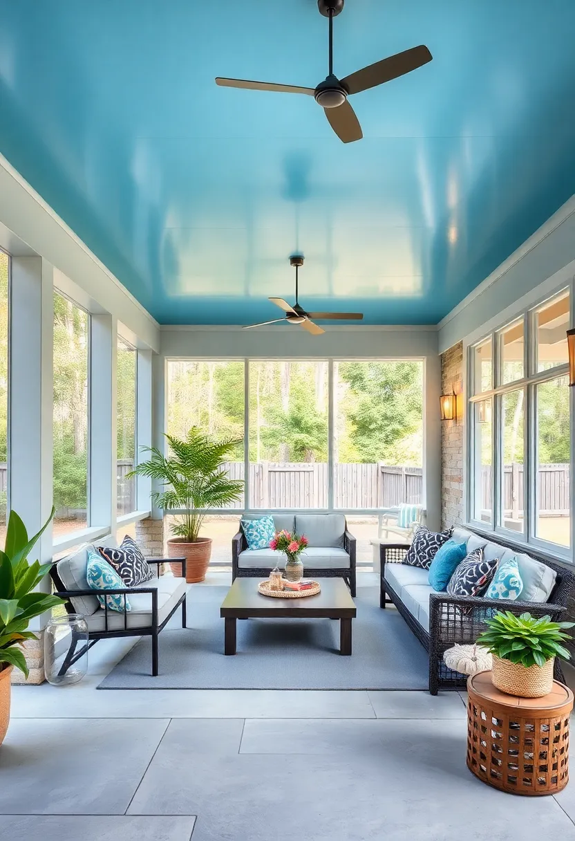 Painted Sky Blue Ceiling:‍ Create an⁣ open-sky effect that brightens ⁣the space and enhances relaxation