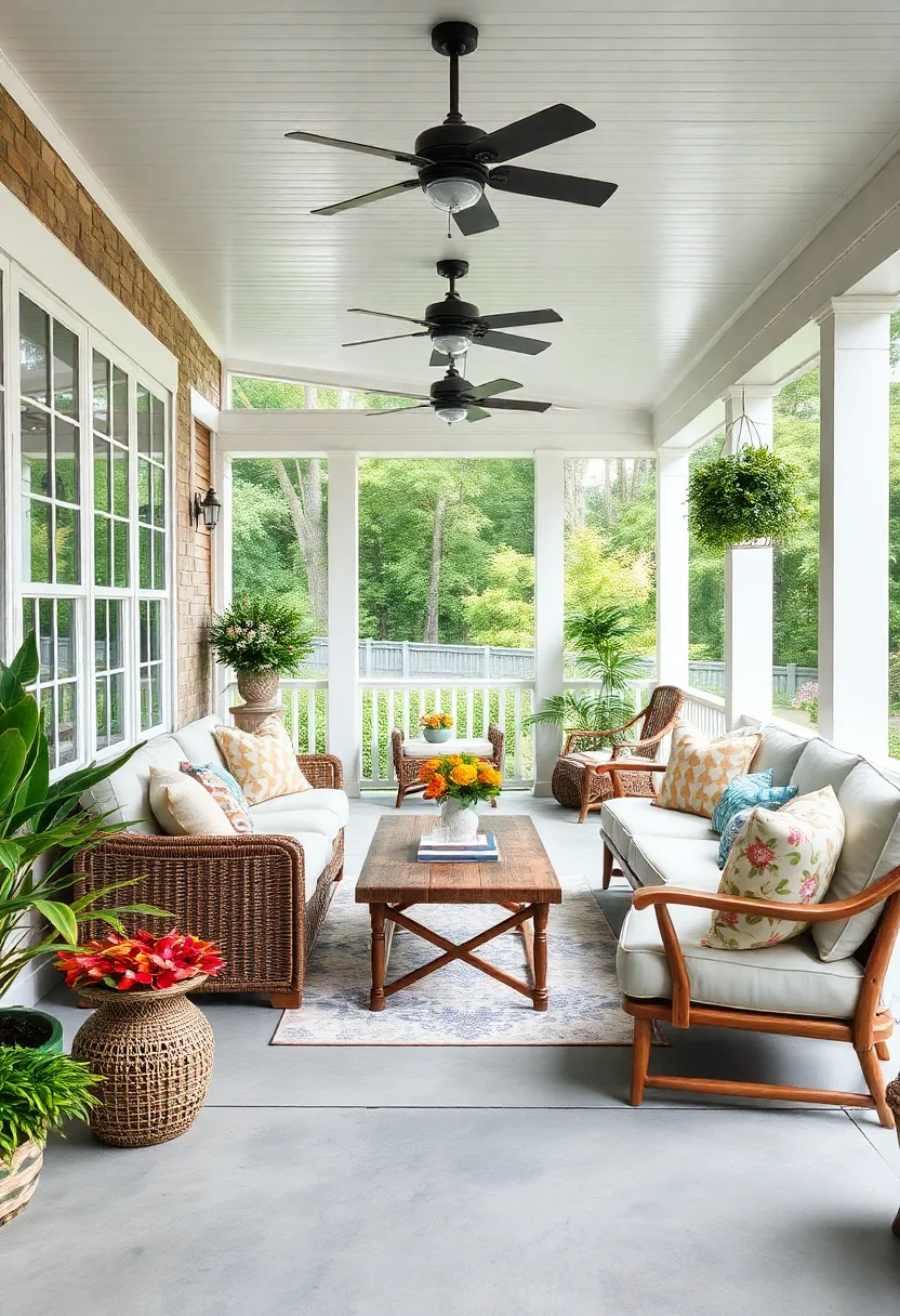 Casual Coastal Cottage: Slipcovered ⁢sofas, driftwood tables, and⁣ nautical decor ​combine comfort and seaside ⁣charm​ in⁣ this laid-back porch setting