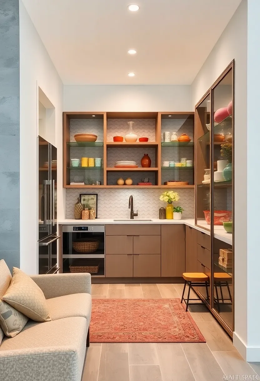 Glass-fronted cabinets to showcase pantry ⁢organization ⁤while protecting contents