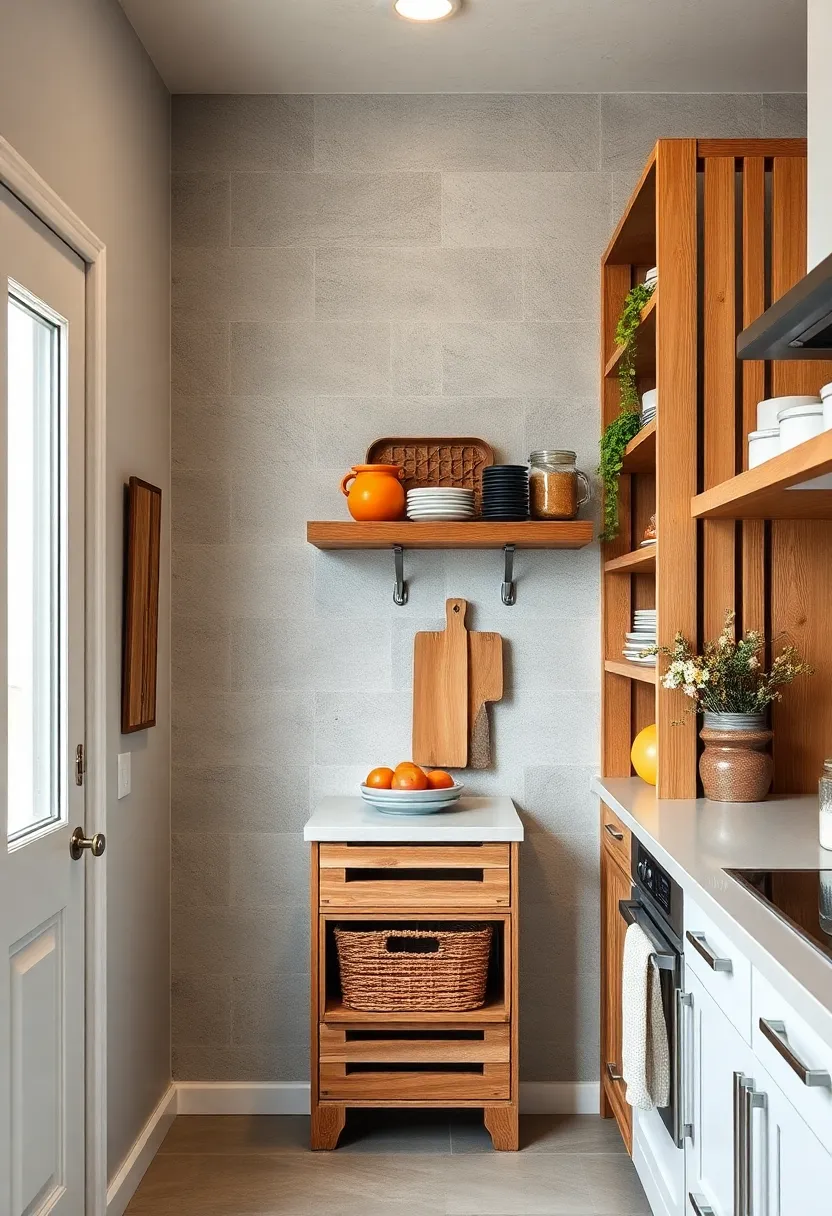 Rustic ⁢crates ‌repurposed as shelves or under-counter storage ​boxes