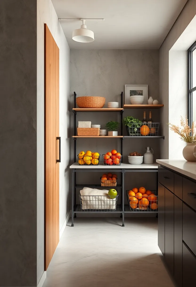 Wire baskets on sliding ‍racks for easy access to fruits and vegetables