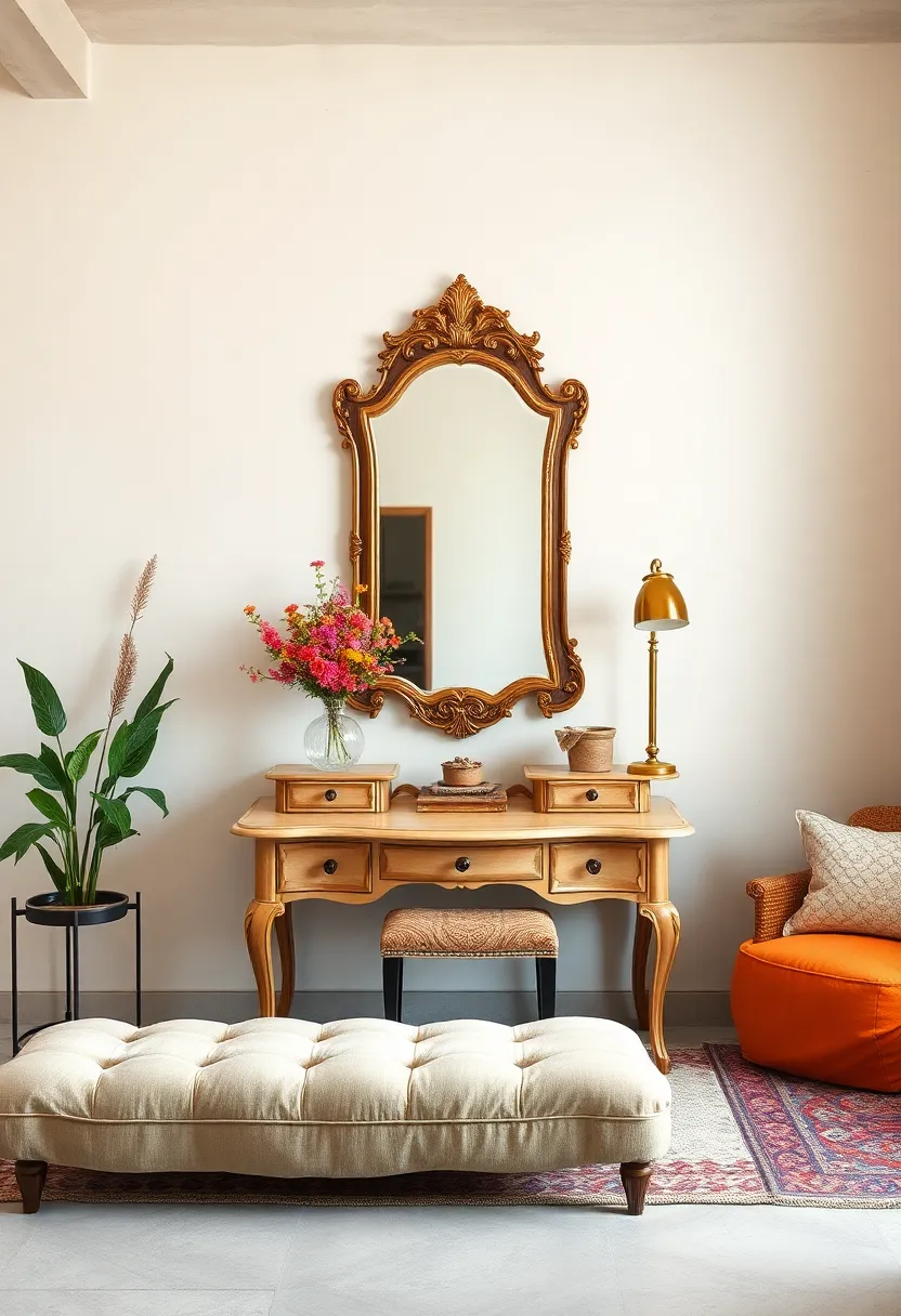 Add a vintage vanity table with ​an ornate mirror ⁤to create a charming focal ⁣point