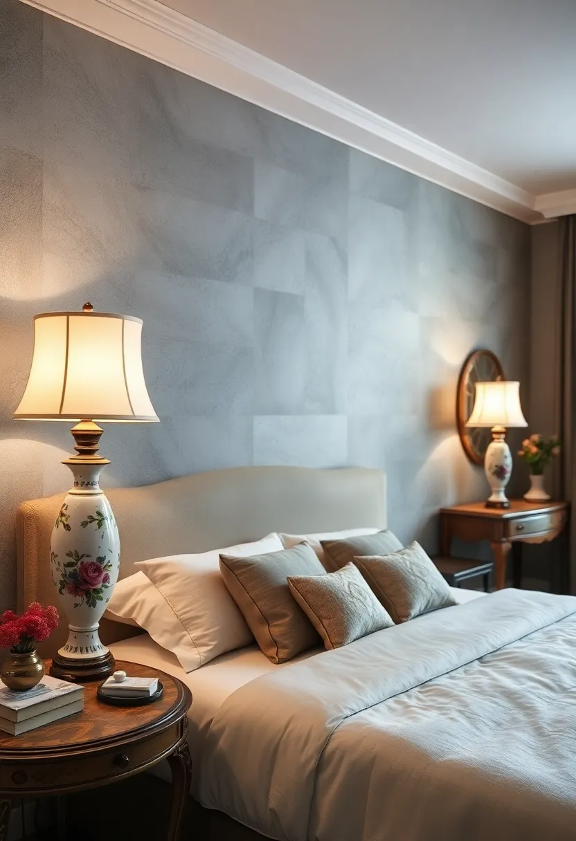 Choose porcelain ⁢or ceramic lamps with floral motifs for ⁤bedside lighting