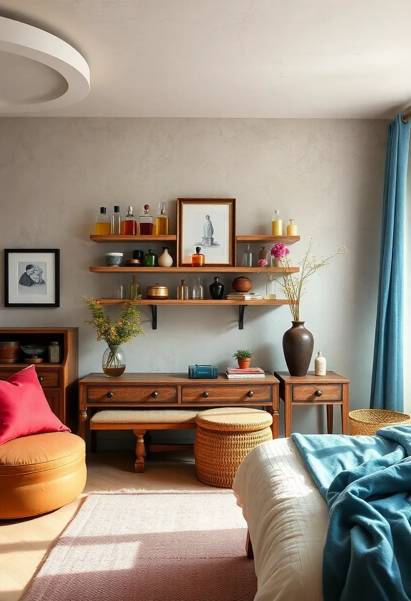 Place a collection of ⁤vintage perfume bottles⁢ or apothecary jars on shelves