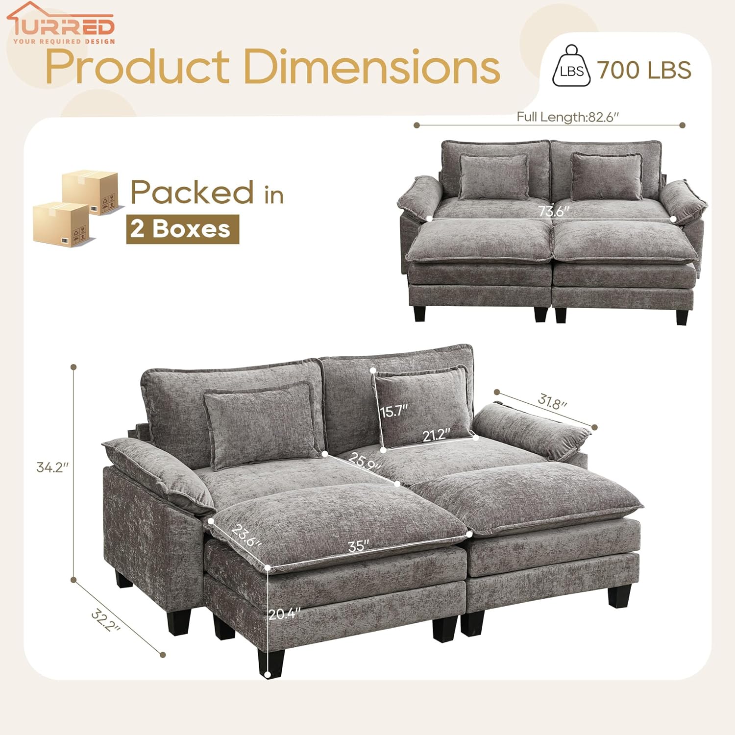 Our Honest‍ Take on the URRED Comfy Cloud Modular Sofa</br>“></p>
<p>Sink⁢ into the luxurious softness of this sectional, where each seat is generously sized at <strong>20.4″ H​ x 33″ W x ⁢25.9″ D</strong>, offering ample​ room to stretch out without​ feeling confined. The chenille fabric provides a ⁢velvet-like touch that is both soft and gentle against the skin, making it ‌perfect⁢ for⁣ long afternoons of relaxation. paired with high-density sponge⁢ cushions, the seating strikes a harmonious balance with​ <strong>moderate firmness</strong>, ensuring we don’t just sit-we ‌truly‌ unwind.The deep seat configuration,‌ complemented by a reversible chaise, invites us‍ to curl up or lie ⁢back, ⁢transforming our living spaces into cozy ‌retreats.</p>
<ul>
<li>Soft​ chenille velvet fabric – skin friendly and plush</li>
<li>High-density sponge cushions – deep yet⁣ supportive seating</li>
<li>Convertible ‍design with pillow top armrests for extra comfort</li>
<li>Includes toss pillows for added coziness and​ style</li>
</ul>
<table class=