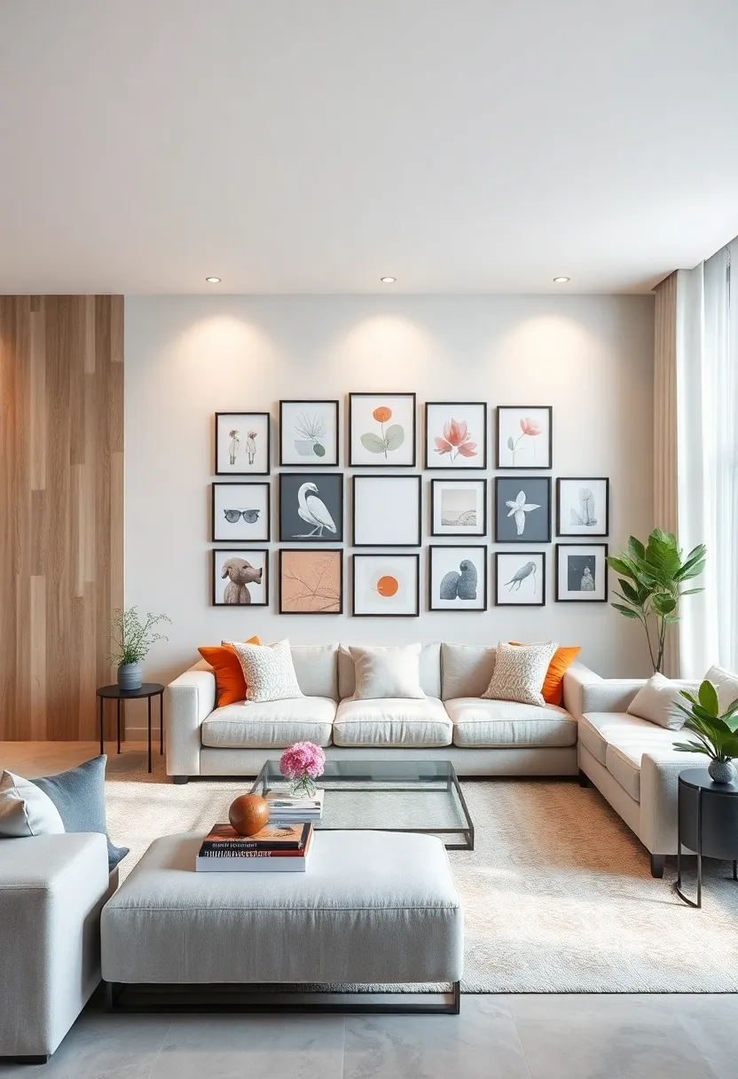 Gallery Wall with White⁤ Space: Curate a ⁢collection of small ‍art pieces ‍spaced generously for ‍a clean look