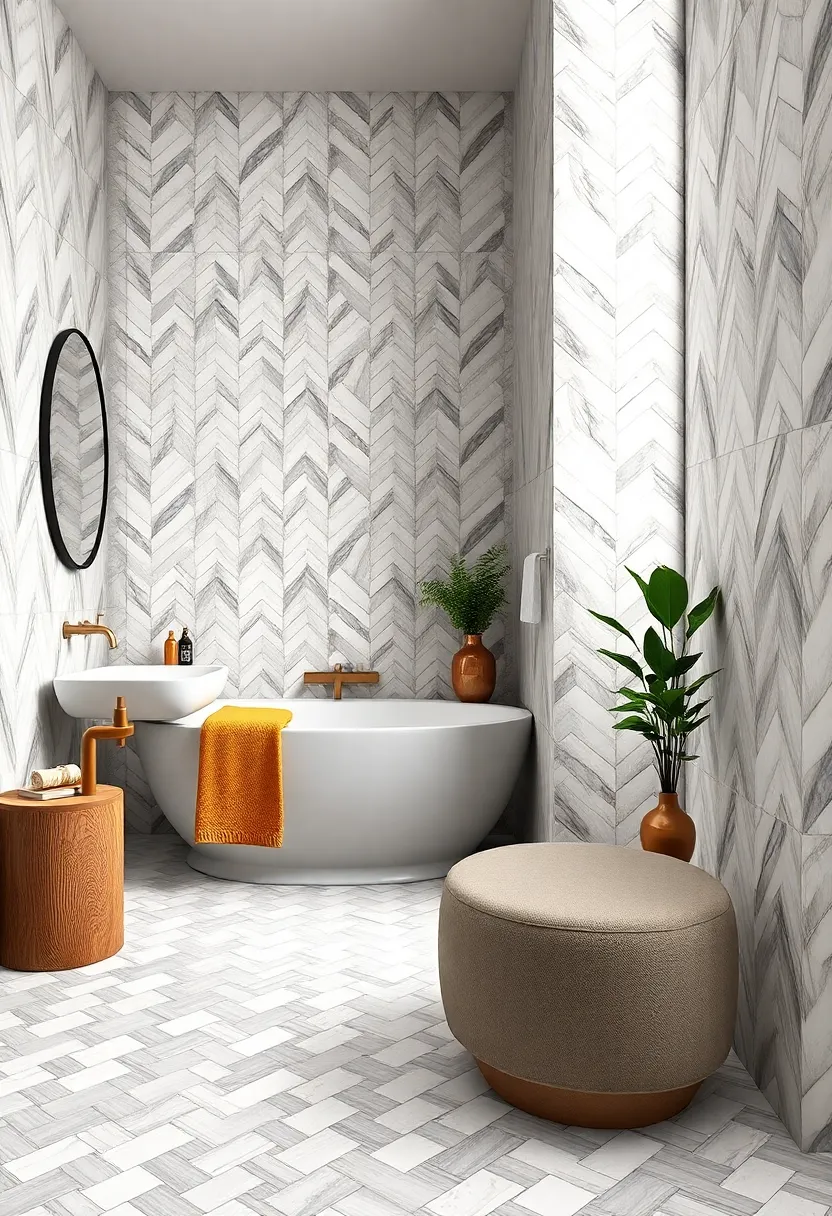 Classic White‌ Marble ‍Herringbone Tiles ⁣for ⁢Timeless Elegance