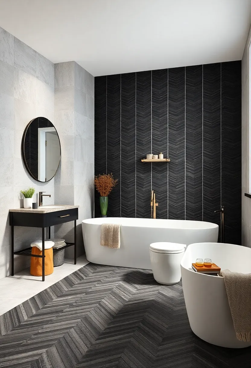 glossy Black Ceramic Tiles ​with⁤ Subtle Veining Patterns