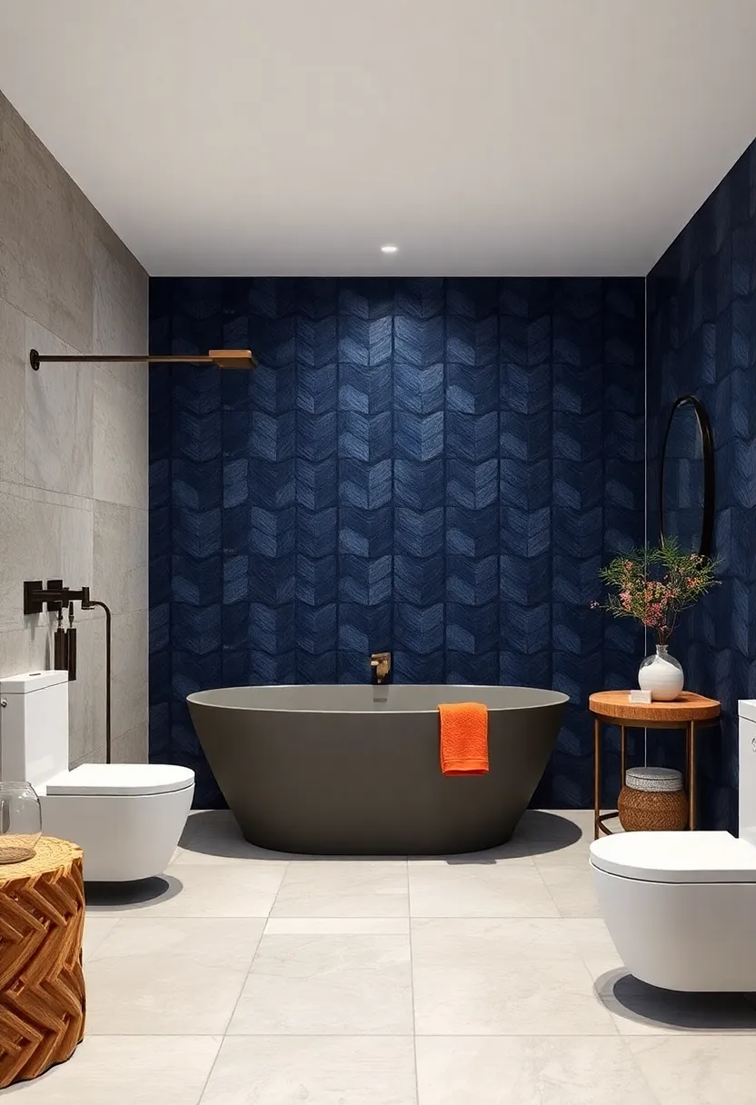 Bold Navy Blue Tiles for a⁢ Sophisticated Statement ⁢Wall
