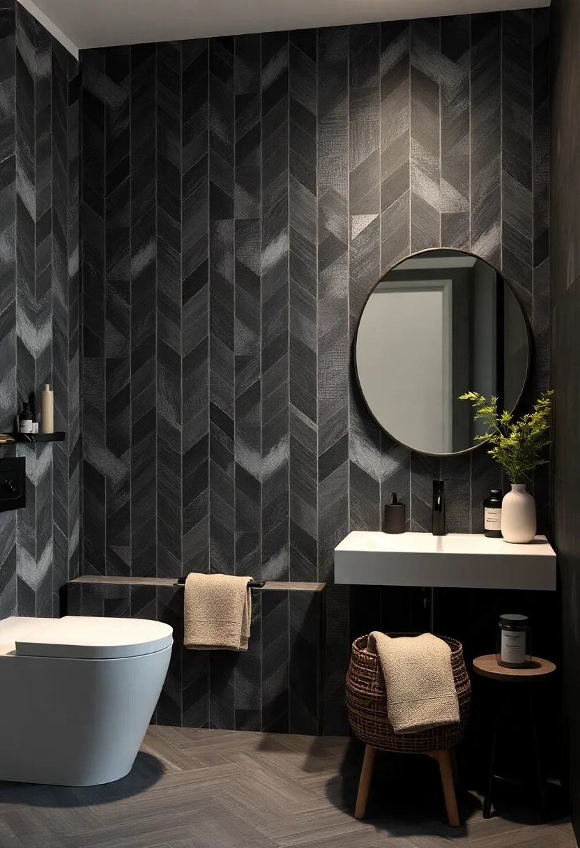 Deep Charcoal ⁣Tiles for moody, Contemporary Vibes