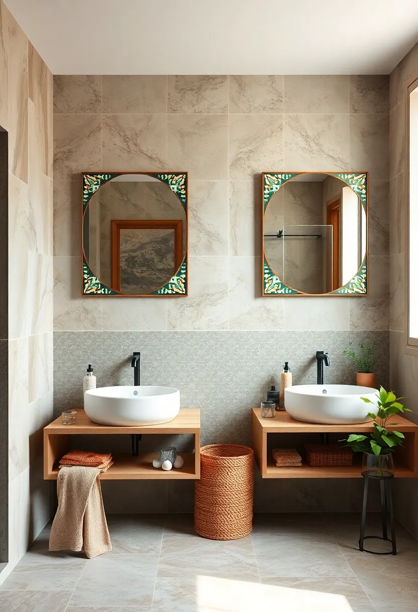 Frame mirrors with lively patterned tiles to add color and texture