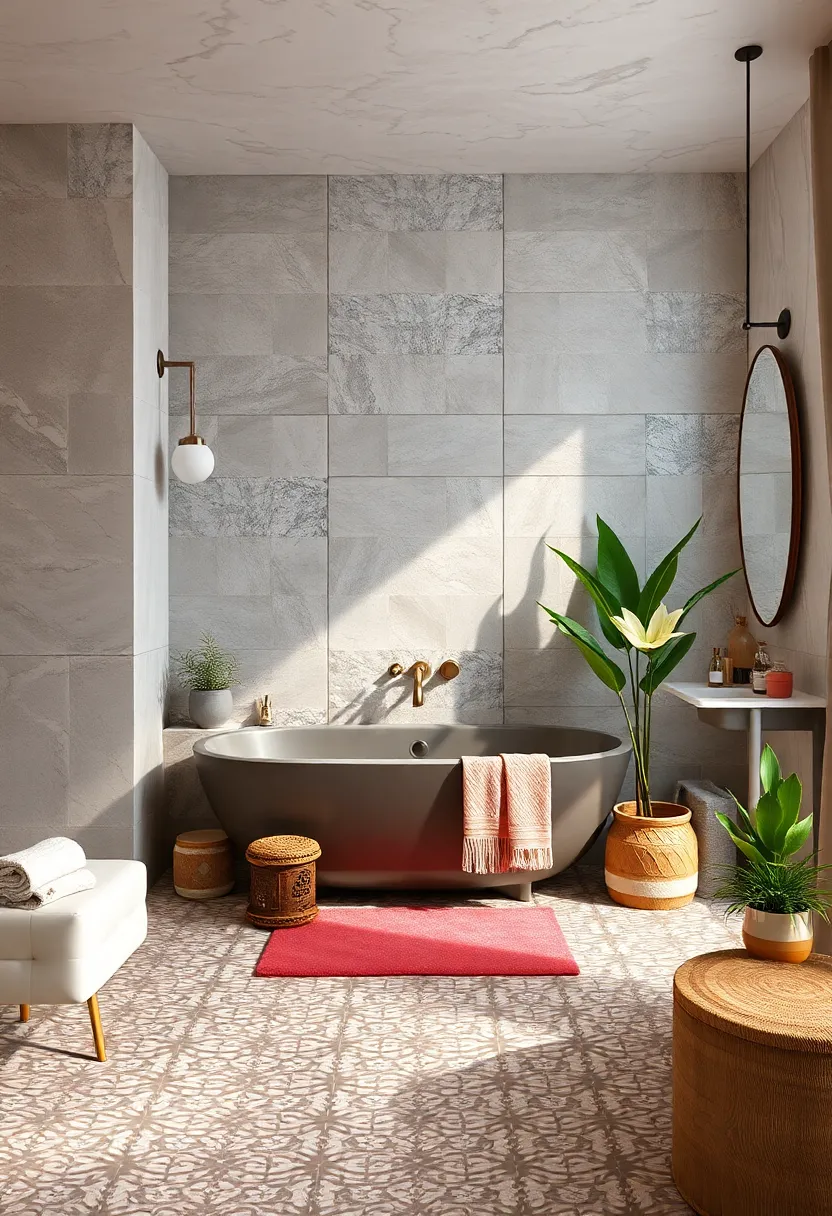 Alternate patterned tiles with solid-colored tiles to balance boldness with simplicity