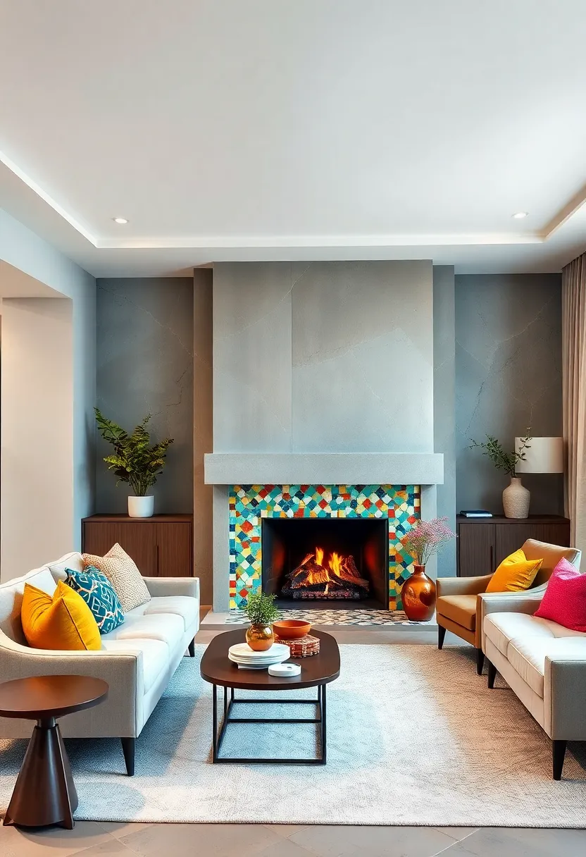 Artistic Accent: ⁣A fireplace surrounded by bold tile mosaic offers ⁣a colorful and creative design element