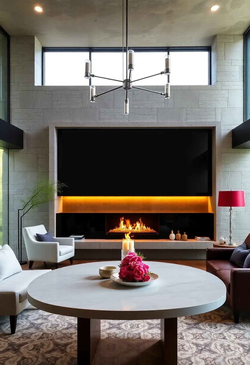 Contemporary Glass: A double-sided glass fireplace⁤ creates a⁣ glowing centerpiece that can be ‍enjoyed from multiple angles