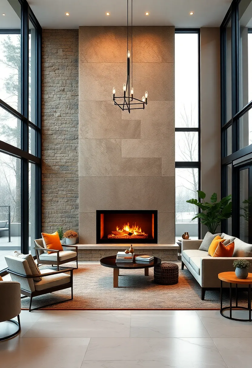 Glass ⁢Surround: Floor-to-ceiling windows enhance fireplace warmth with natural light and‍ stunning‍ outdoor views