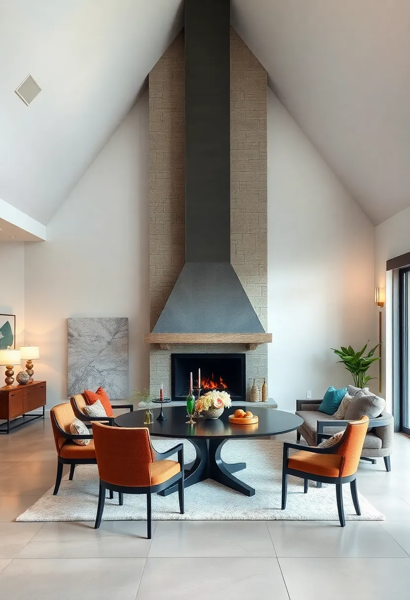 Vaulted Ceiling Drama: A ⁣towering ​fireplace ‌chimney draws the eye upward, enhancing the sense of space