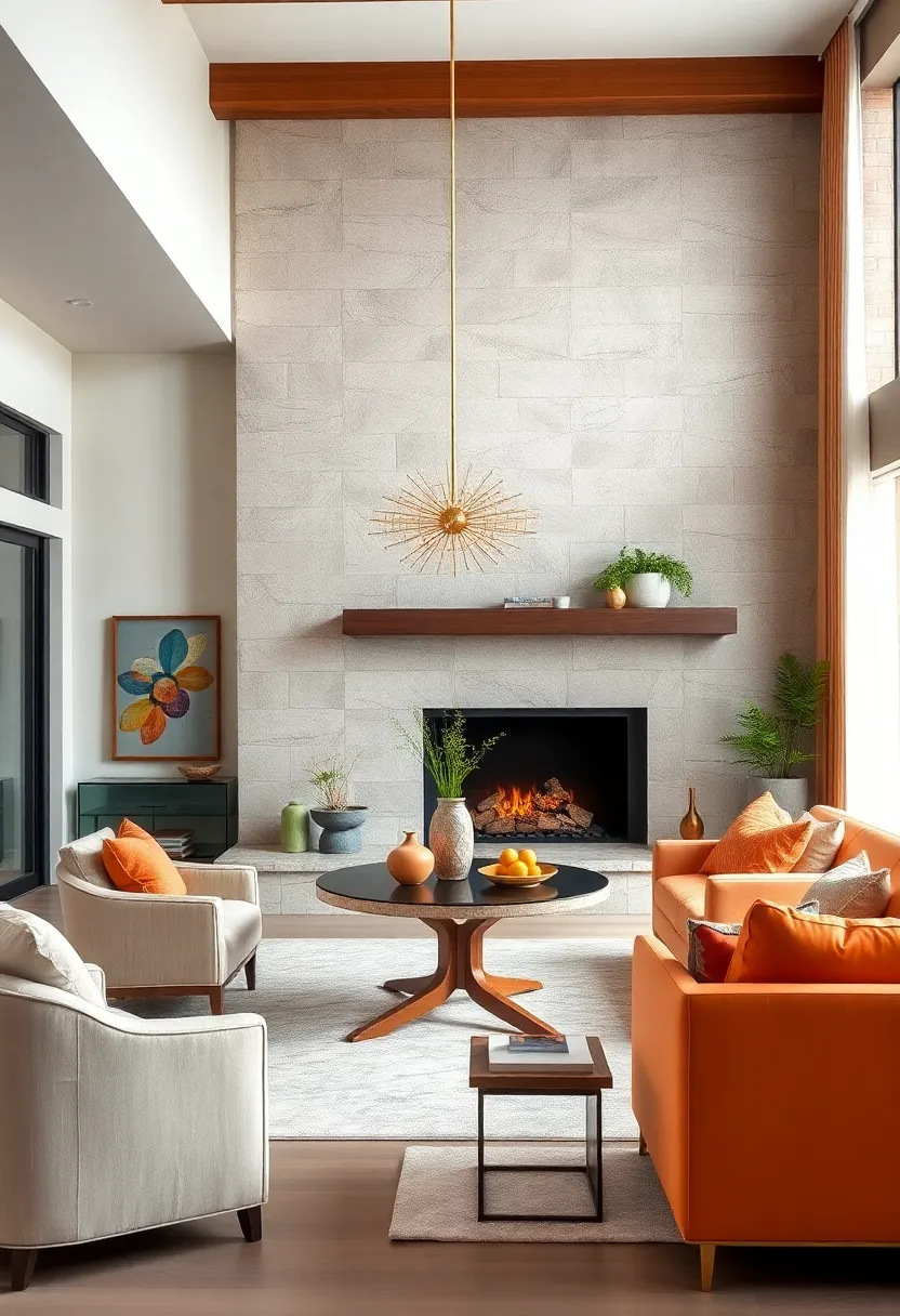 Warm Metallics: Copper or brass fireplace surrounds add a subtle‌ gleam and richness to the room