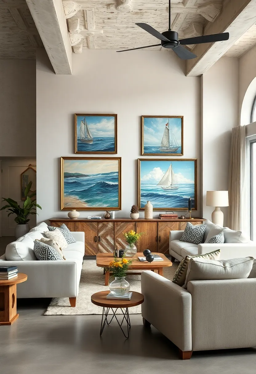 A coastal-themed room combining whitewashed furniture with vintage ​maritime‍ paintings, evoking⁣ nostalgic ⁣seaside vibes