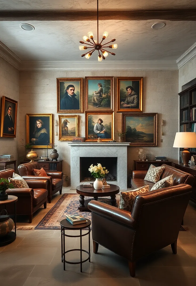 A classic library-inspired⁢ space where leather armchairs meet vintage portraiture, ⁢creating an atmosphere of quiet contemplation